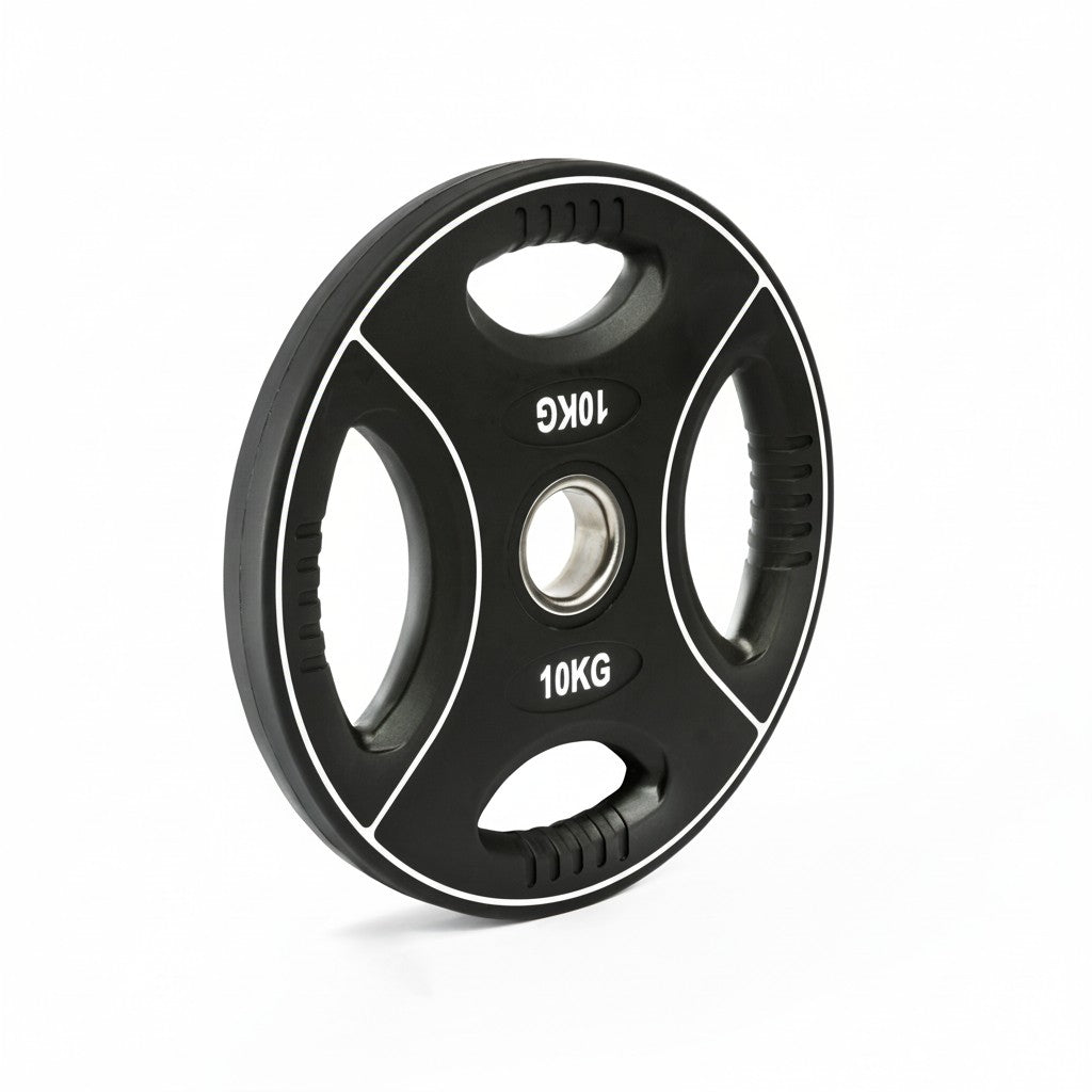Polyurethan 4 Grip Hantelscheiben 50 mm - 10 kg schwarz/weiß