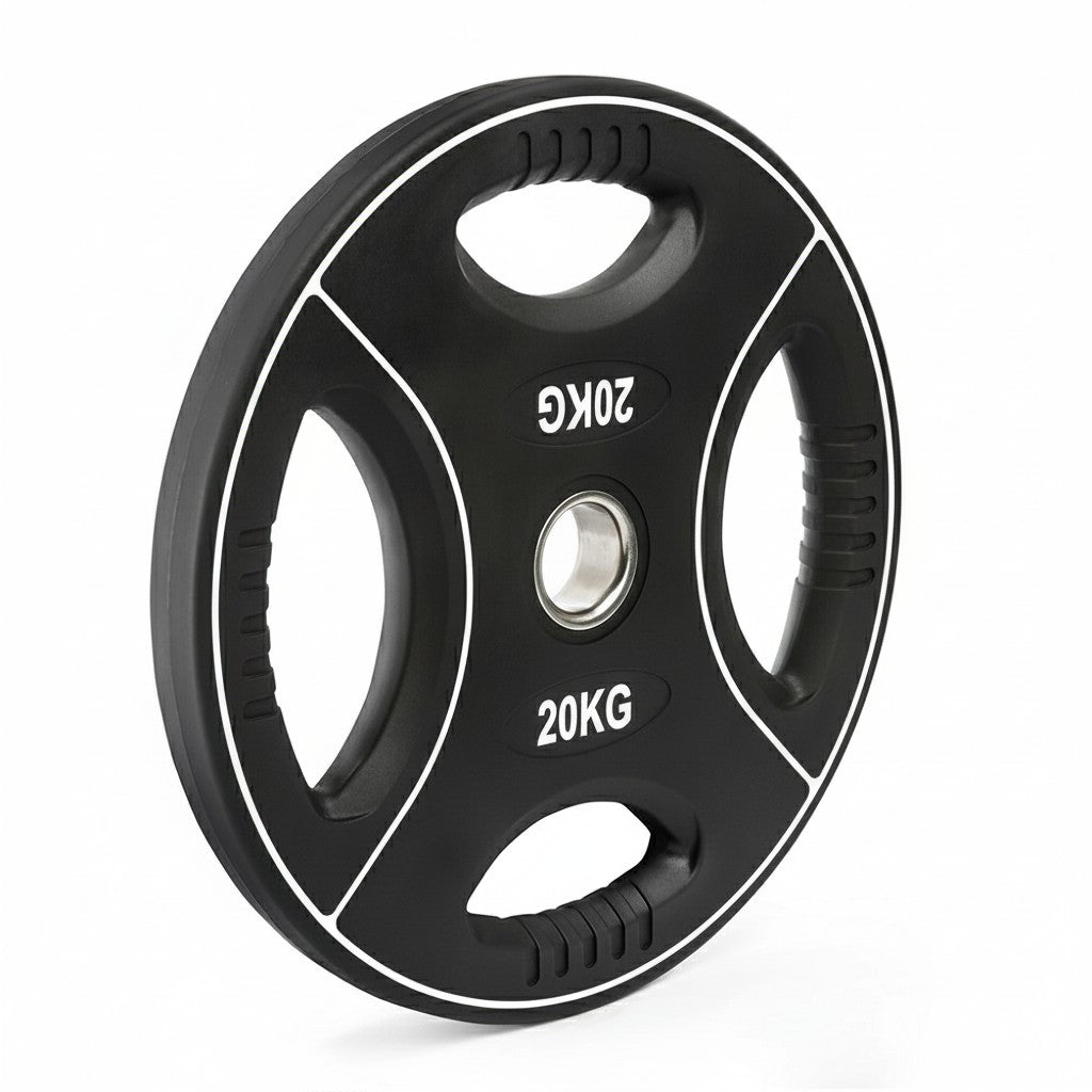 Polyurethan 4 Grip Hantelscheiben 50 mm - 20 kg schwarz/weiß