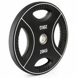 Polyurethan 4 Grip Hantelscheiben 50 mm - 25 kg schwarz/weiß