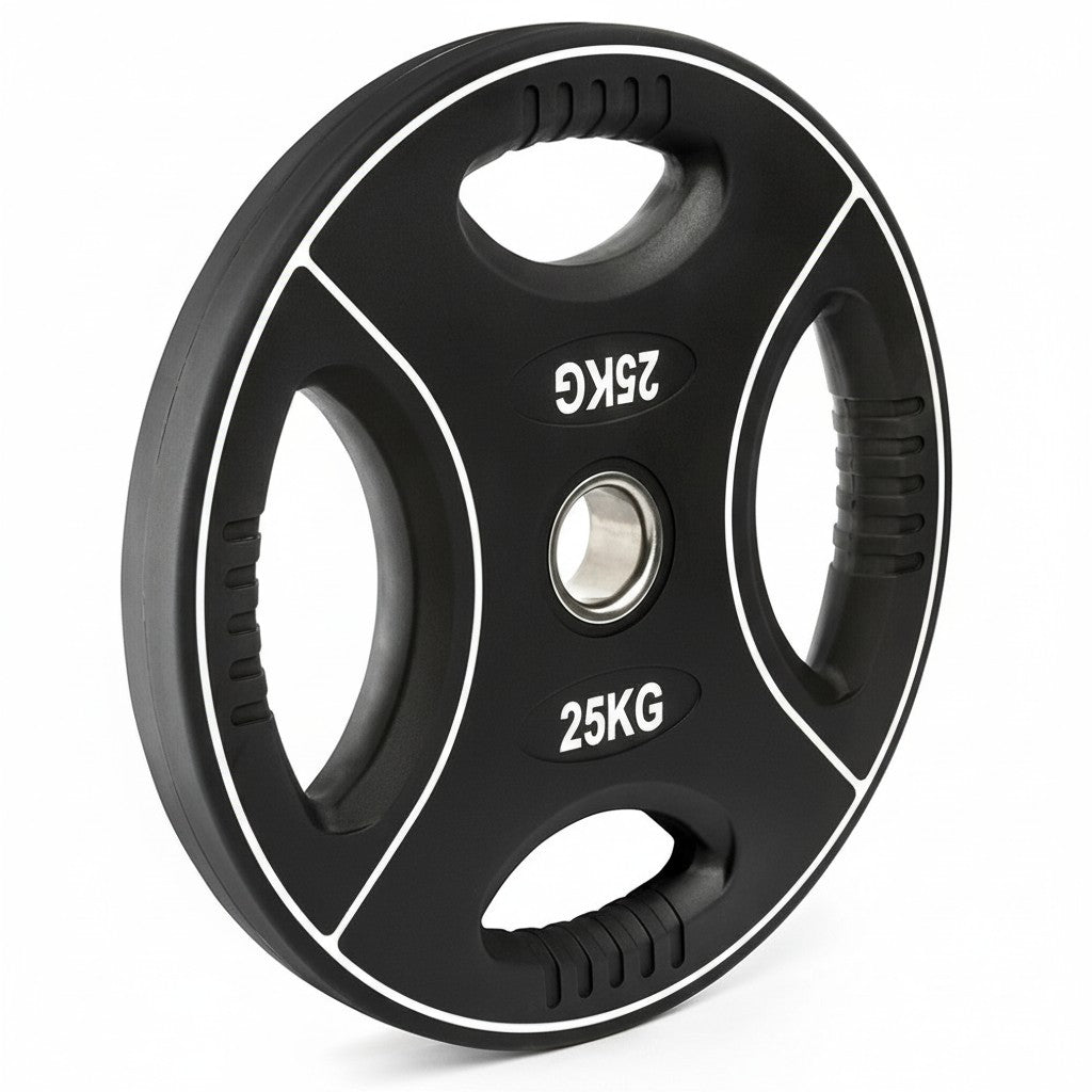Polyurethan 4 Grip Hantelscheiben 50 mm - 25 kg schwarz/weiß