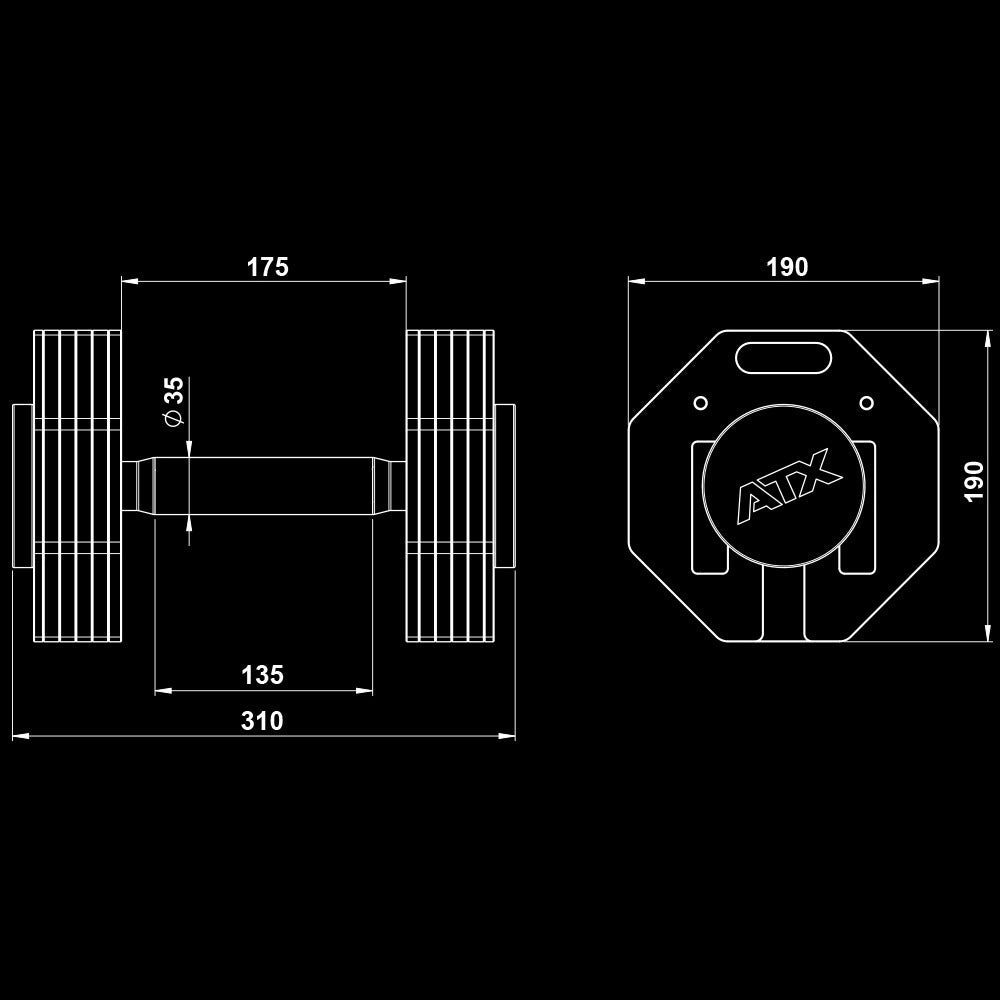 ATX® Verstellbare Kurzhanteln - Octa Dumbbells - 2 x 24 kg