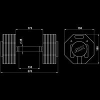 ATX® Verstellbare Kurzhanteln - Octa Dumbbells - 2 x 36 kg Maße