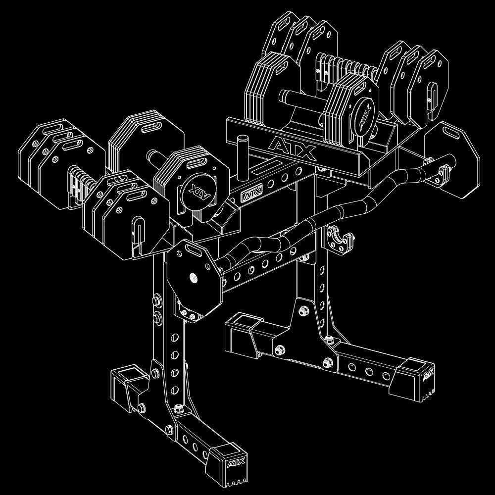 ATX® Octa Dumbbell Set XL 2 x 36 kg + SZ bar + storage
