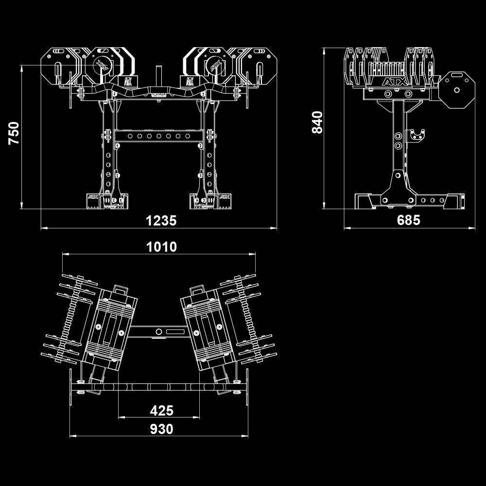 ATX® Octa Dumbbell Set XL 2 x 36 kg + SZ bar + storage