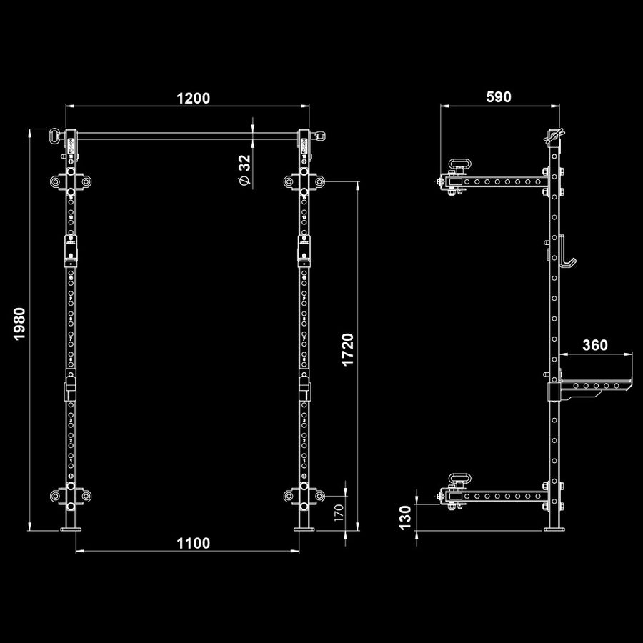 ATX® Fold Back Rack Half Rack 500 - Einklappbar