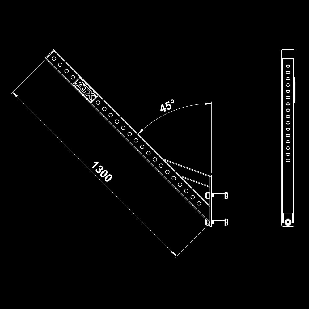 ATX® Flying Pull-Up Bar – 45° Extension Arm / Ausleger Maße