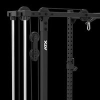 ATX® Half Rack 510 mit Latzugstation - 100 kg Steckgewichte - Höhe 195 cm Fürhungswellen