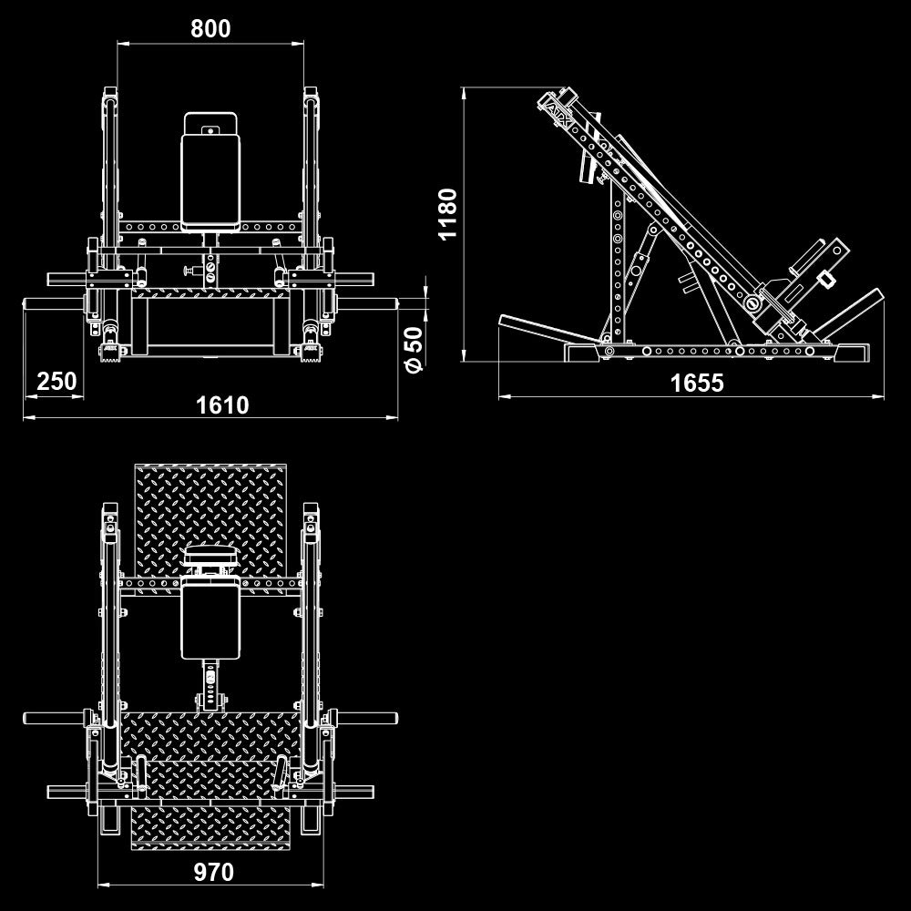 ATX® Rudermaschine - Double-side Linear Row Maße