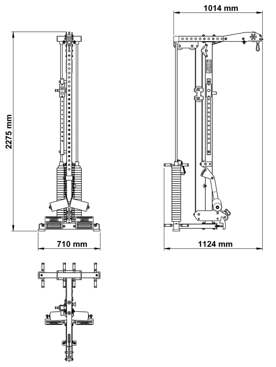ATX® Latzug - Option LTO-780 Maße