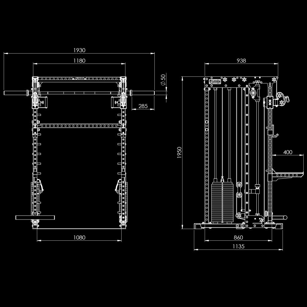 ATX® Multi Smith Rack - Höhe 195 cm - 2 × 100 kg