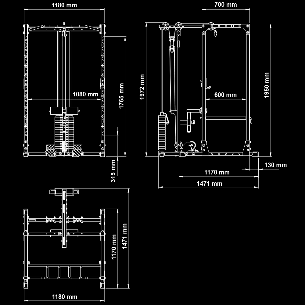 ATX® Power Rack PRX-510-XS mit Latzug 100 kg Steckgewichte - Höhe 198 cm