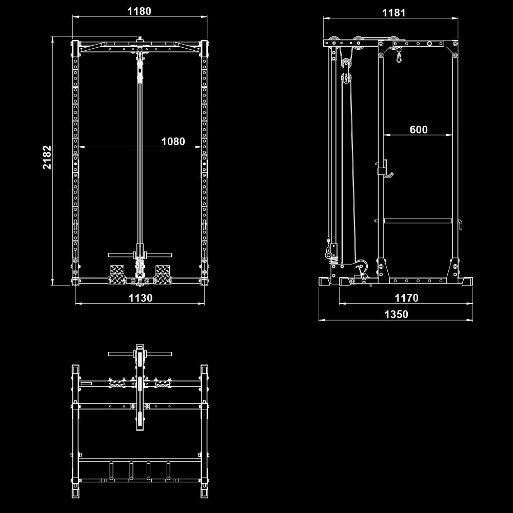 ATX® Power Rack 520 mit Latzug LTO-520 Plate Load Maße