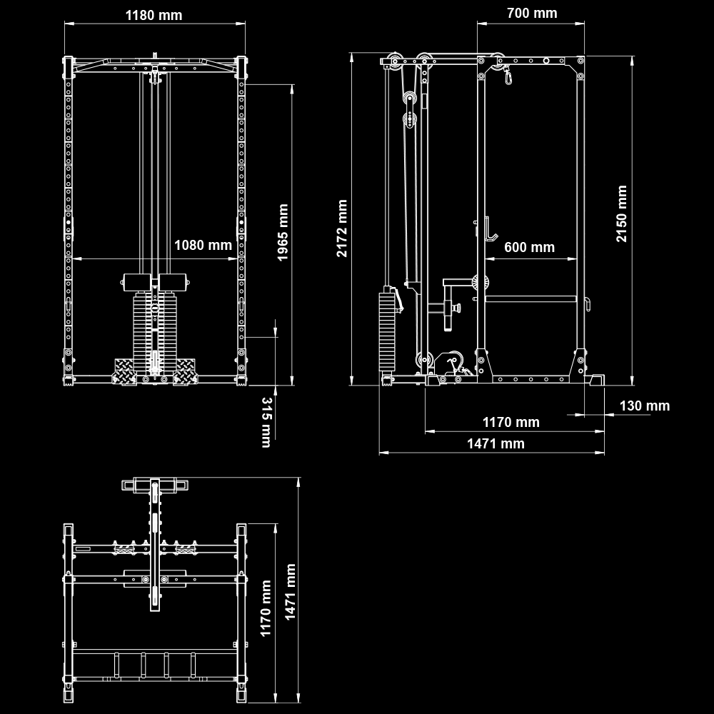 ATX® Power Rack PRX-520-XS mit Latzug 100 kg Steckgewichte - Höhe 215 cm