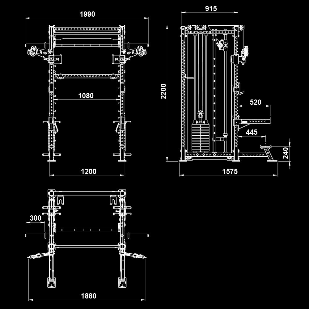 ATX® Rack-Zugstation mit Multipresse Maße