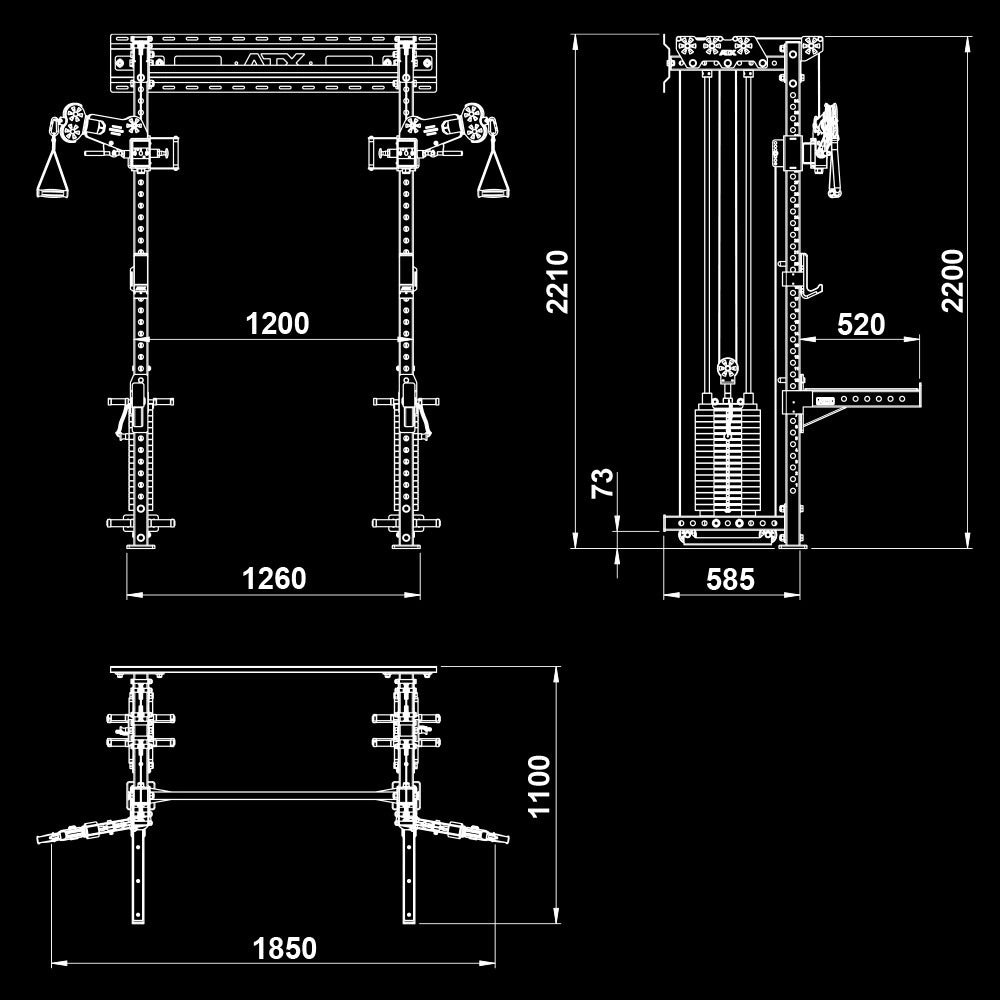 ATX® Half Rack Wall - Kabelzug Maße