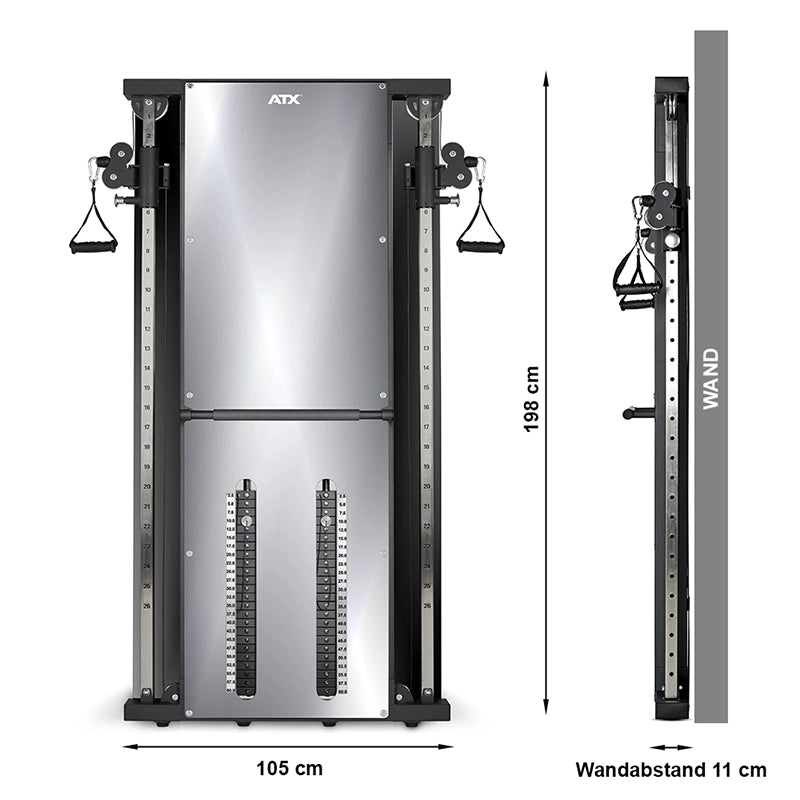ATX® Duale Wandzugstation Mirror - mit 2 x 60 kg Steckgewichten