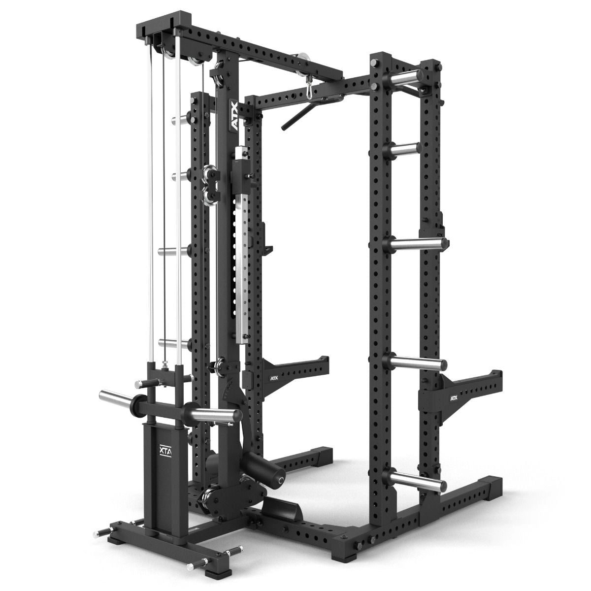 ATX® Half Rack 780 mit Extension und Latzug Plate Load schräg hinten