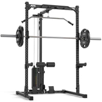 ATX® Half Rack 510 mit Latzugstation - 100 kg Steckgewichte - Höhe 195 cm mit Hantelstange