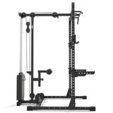 ATX® Half Rack 510 mit Latzugstation - 100 kg Steckgewichte - Höhe 195 cm von der Seite