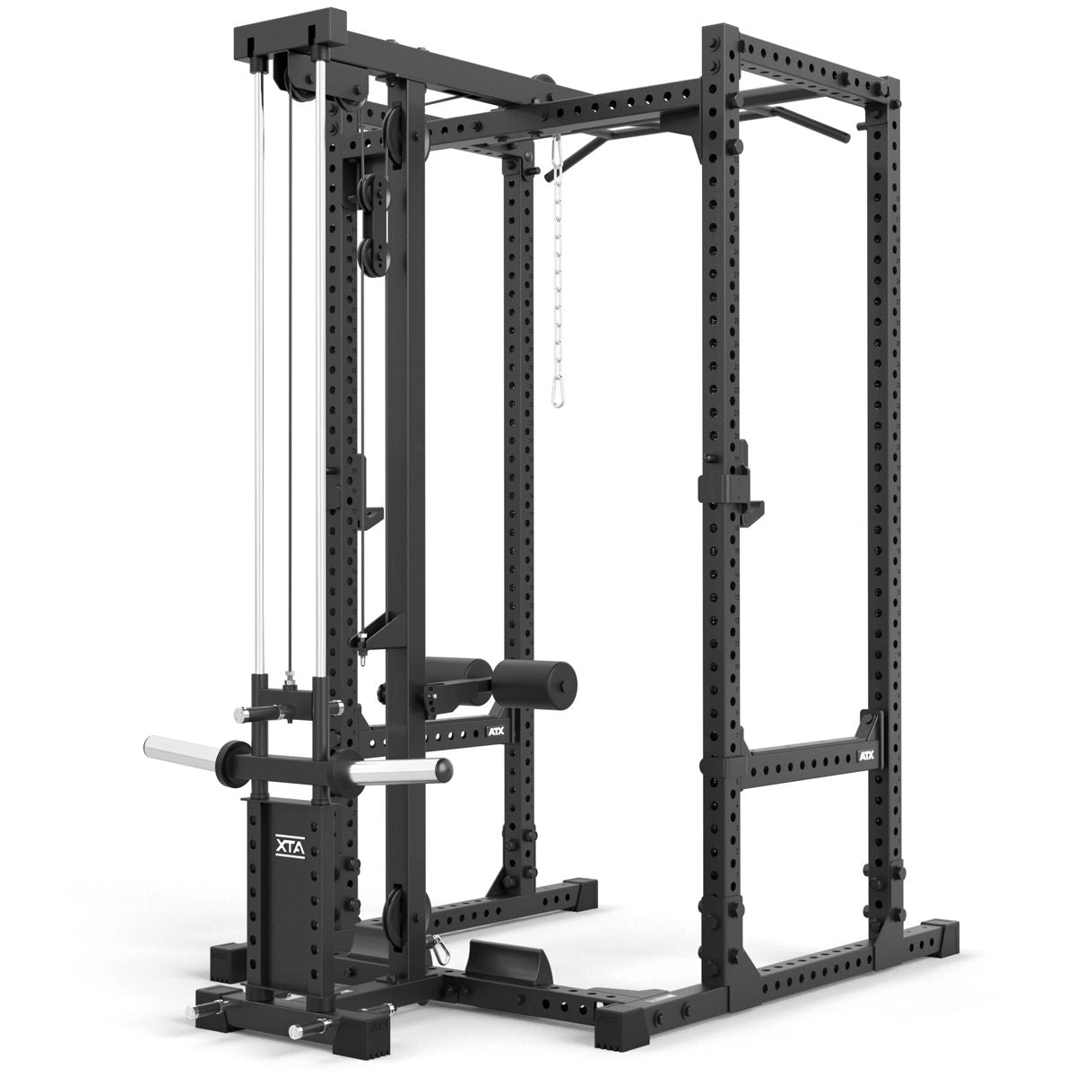 ATX® Power Rack 640/660 mit Latzug - Hantelscheiben, in 2 Höhen hinten
