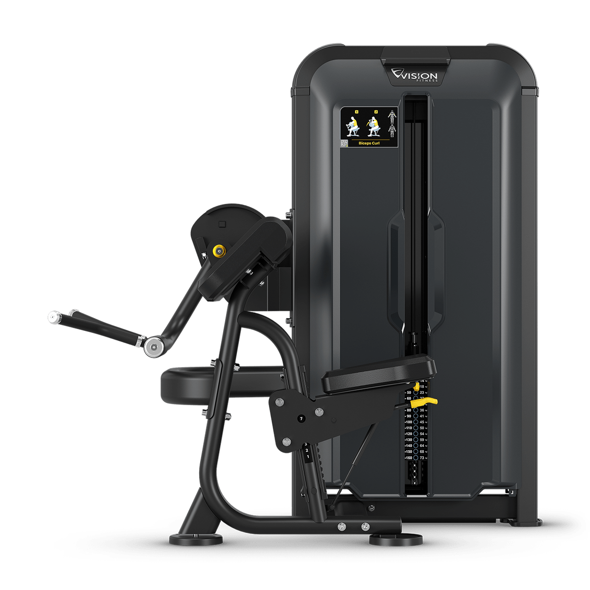 Bizeps-Curl-Maschine – Vision Fitness Keystone seitliche Ansicht