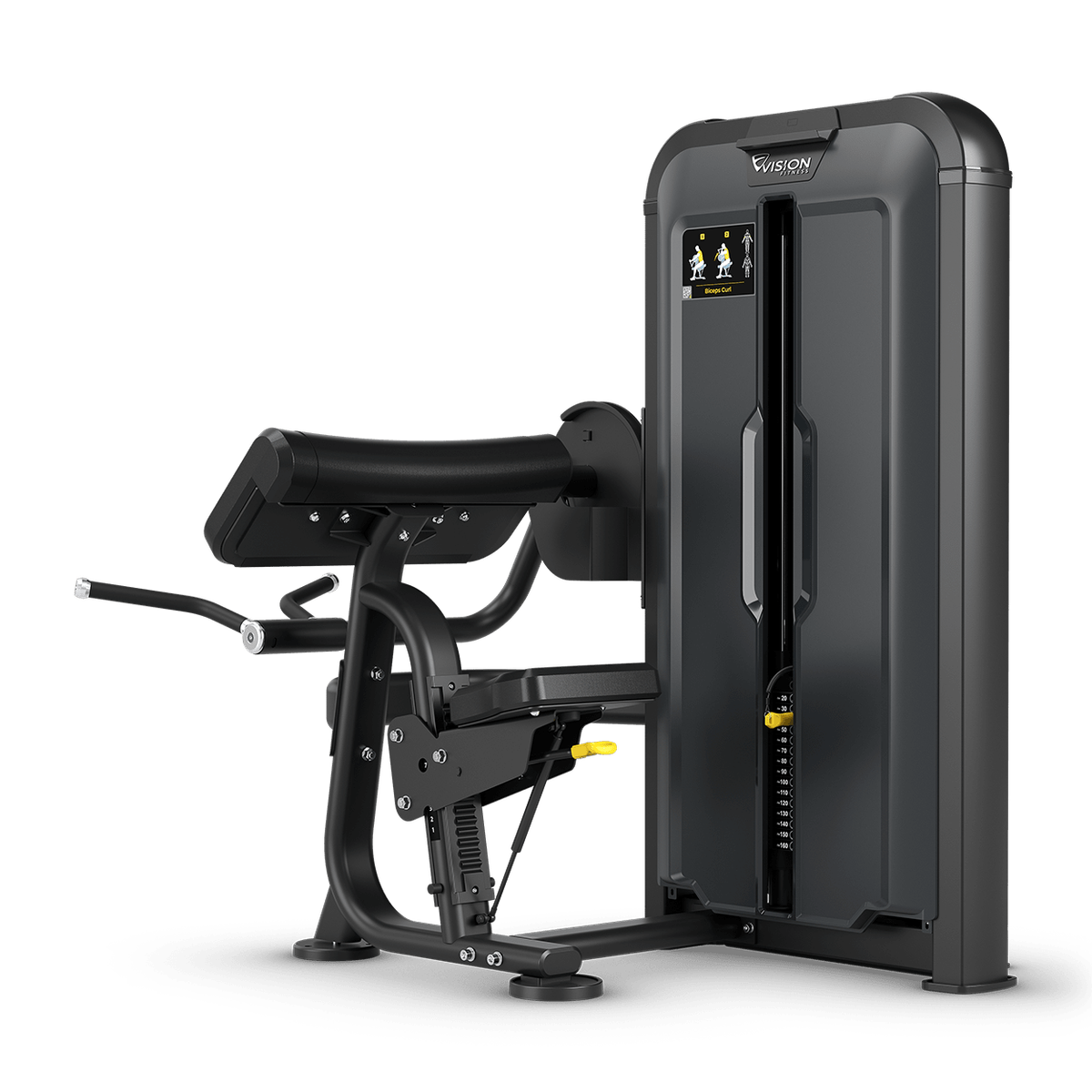 Bizeps-Curl-Maschine – Vision Fitness Keystone schräg von vorne