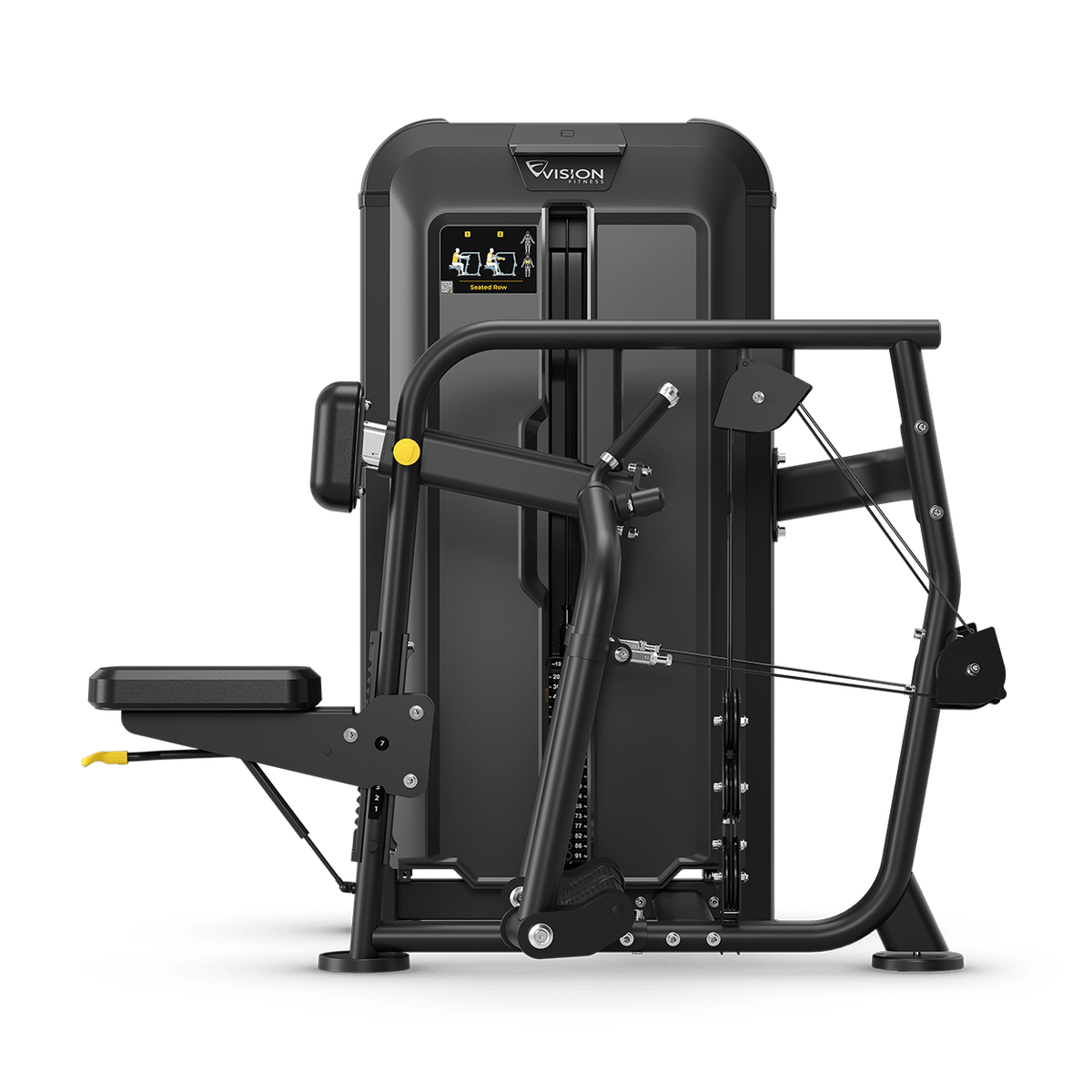 Rudermaschine sitzend – Vision Fitness Keystone seitliche Ansicht