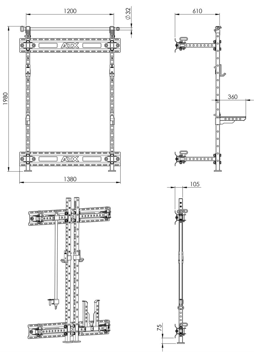 ATX® Fold Back Rack Half Rack 500 - Einklappbar