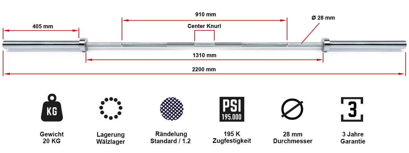 ATX® Competition Weightlifting Bar – Gewichtheber Hantelstange