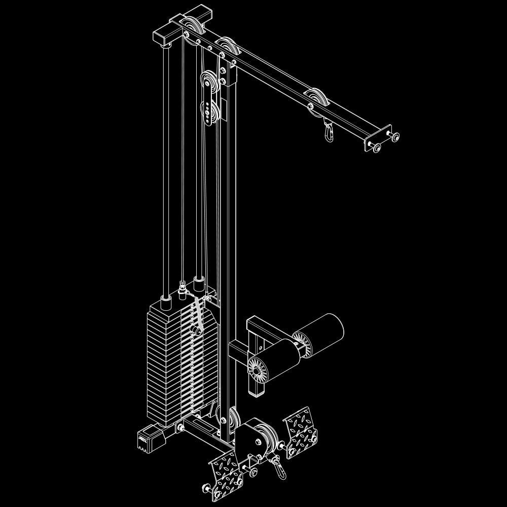 ATX® Latzug-Anbauoption - 100 kg Steckgewichte Isoansicht