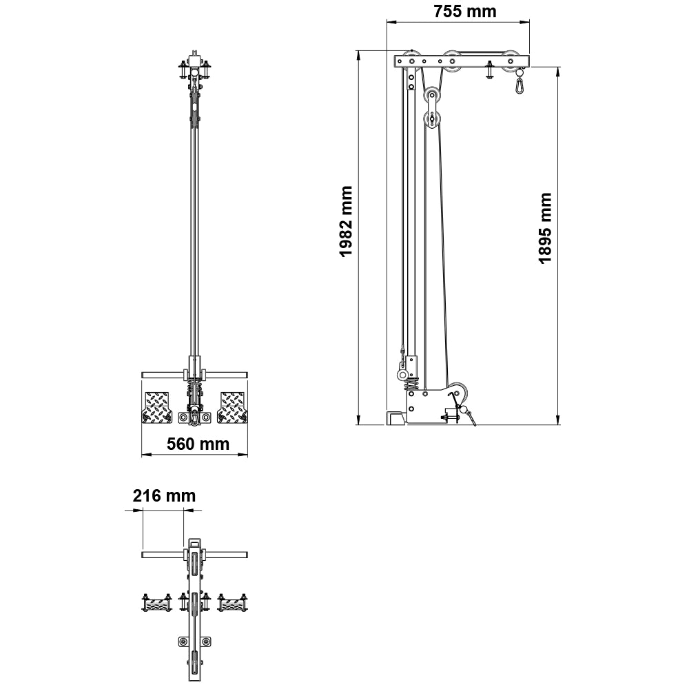 Maße ATX® Latzugoption LTO-510 - Scheibengewichte