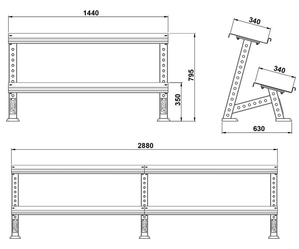 ATX® dumbbell rack for hex dumbbells - modularly expandable