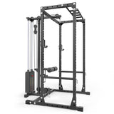 ATX® Power Rack PRX-510-XS mit Latzug 100 kg Steckgewichte Schrägansicht