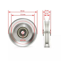 Maße Seilrolle / Umlenkrolle - Aluminium Ø 90 mm