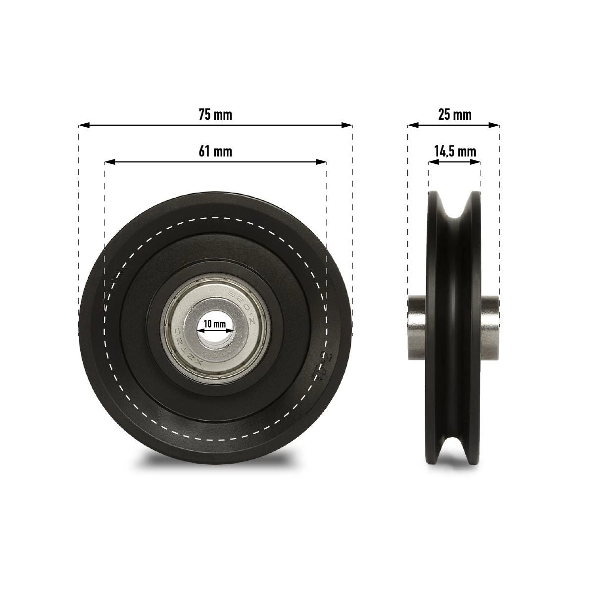Seilrolle / Umlenkrolle ø 75 mm Maße